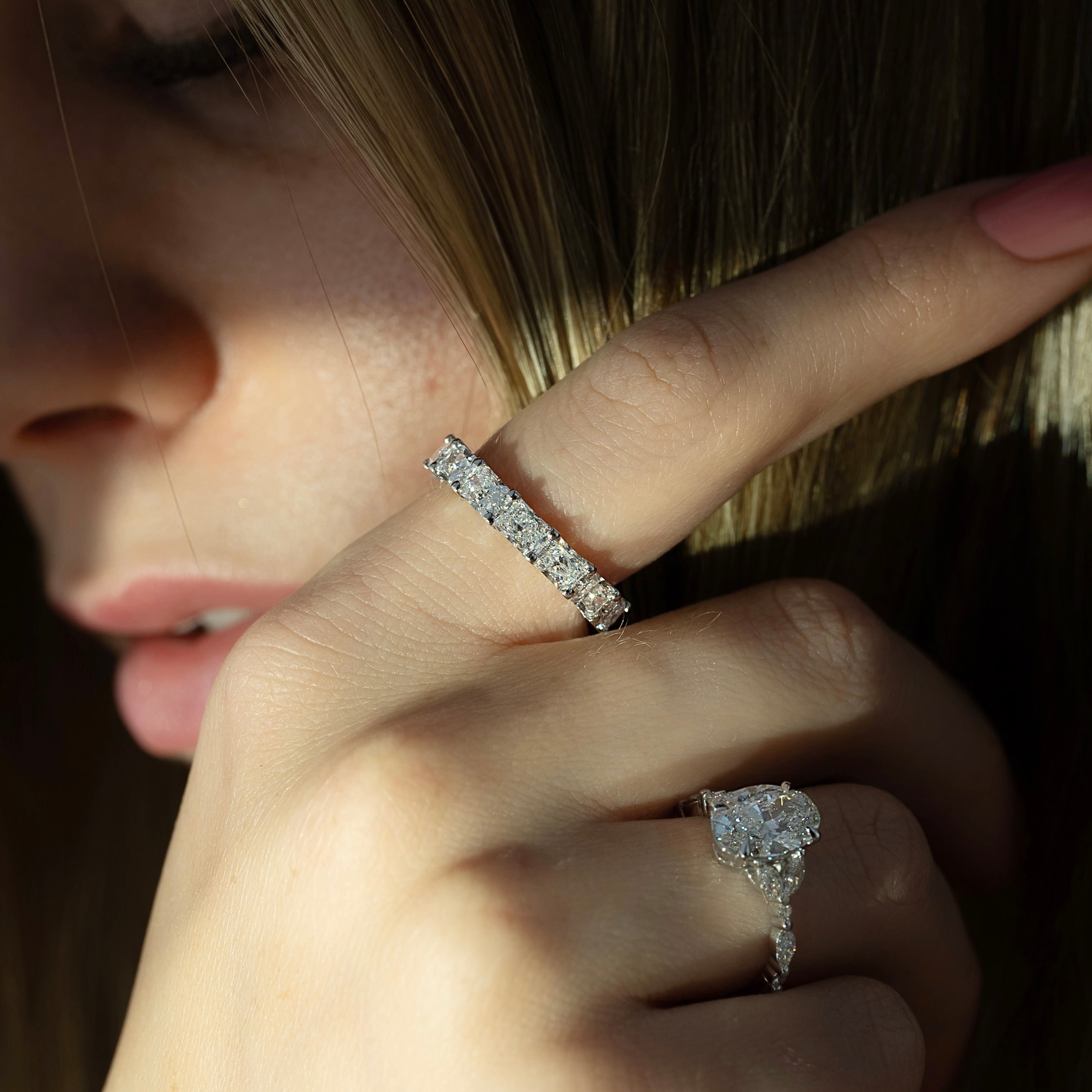 4.3ct Briona Radiant Cut Moissanite Ring - Silver