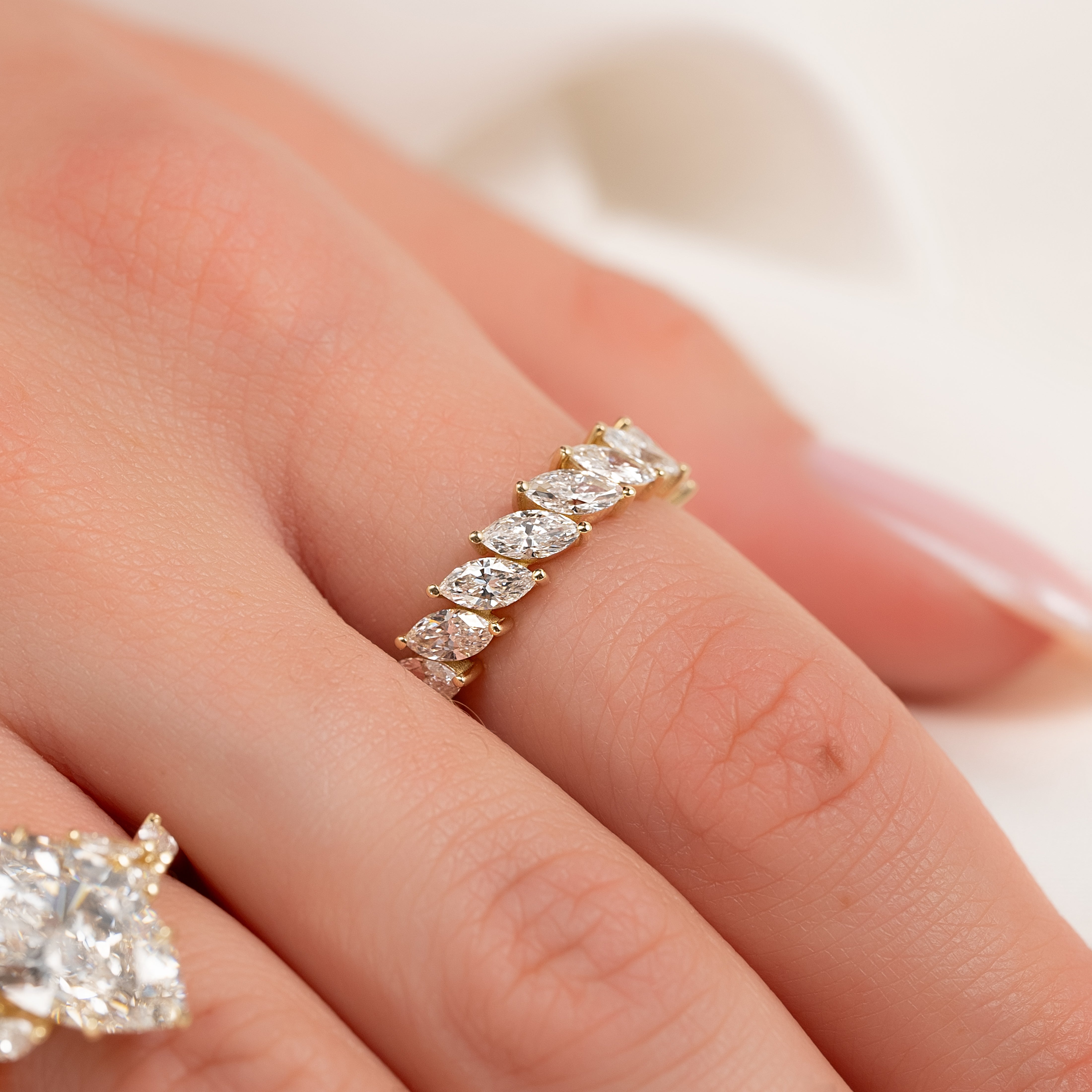 3ct Helene Marquise Cut Moissanite Ring - Gold