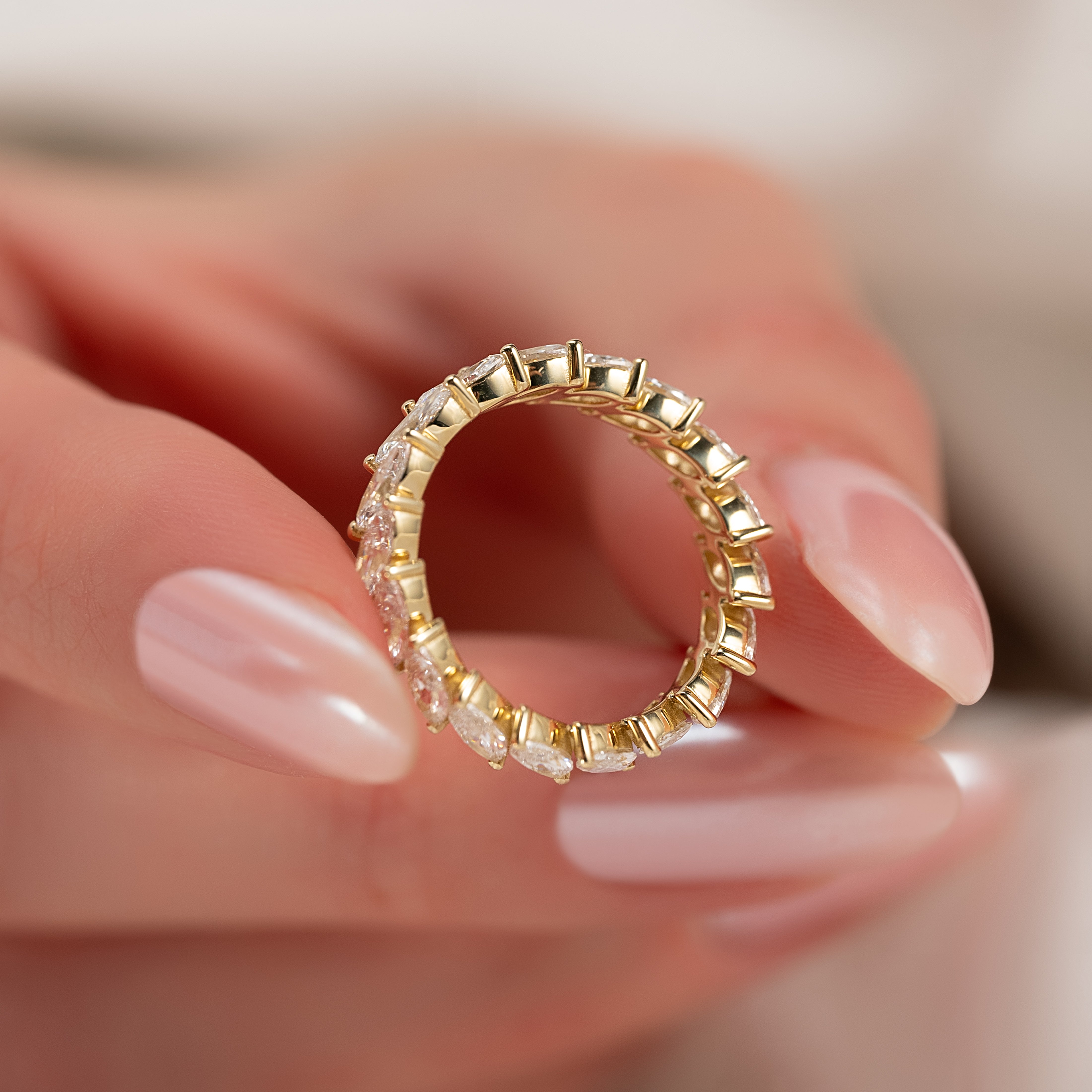 3ct Helene Marquise Cut Moissanite Ring - Gold