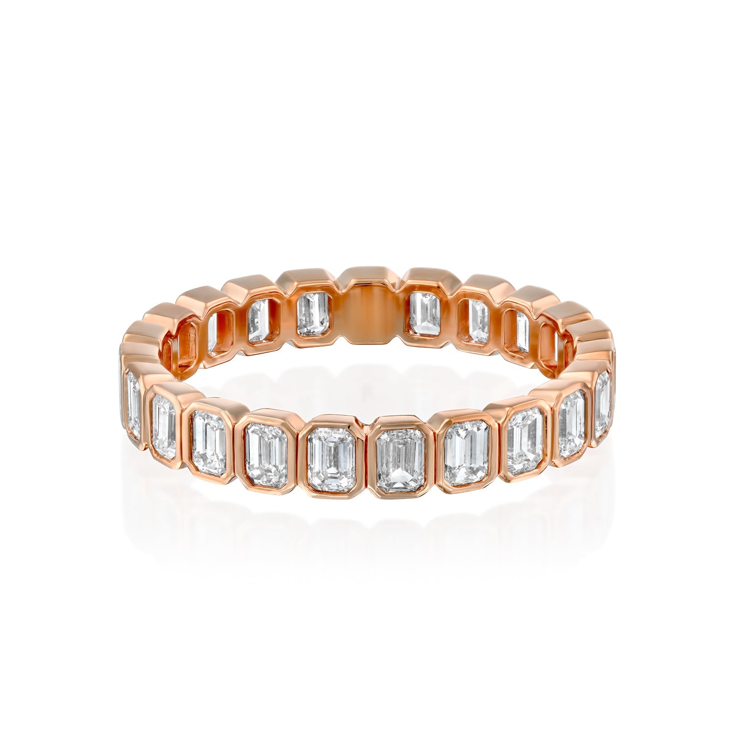 2ct Alma Emerald Cut Moissanite Ring - Rose Gold