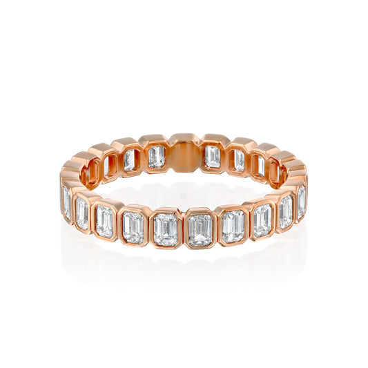 2ct Alma Emerald Cut Moissanite Ring - Rose Gold