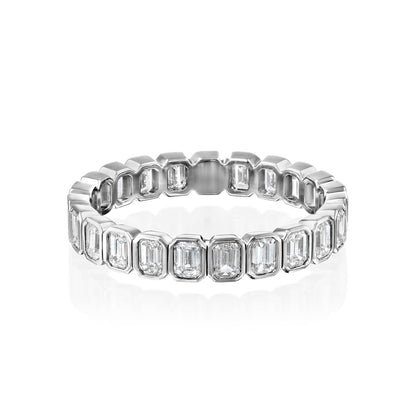 2ct Alma Emerald Cut Moissanite Ring - Silver