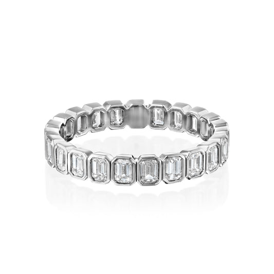 2ct Alma Emerald Cut Moissanite Ring - Silver