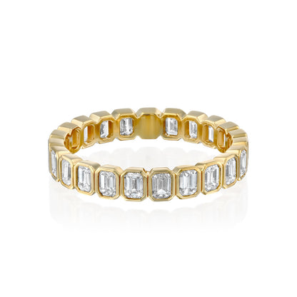 2ct Alma Emerald Cut Moissanite Ring - Gold