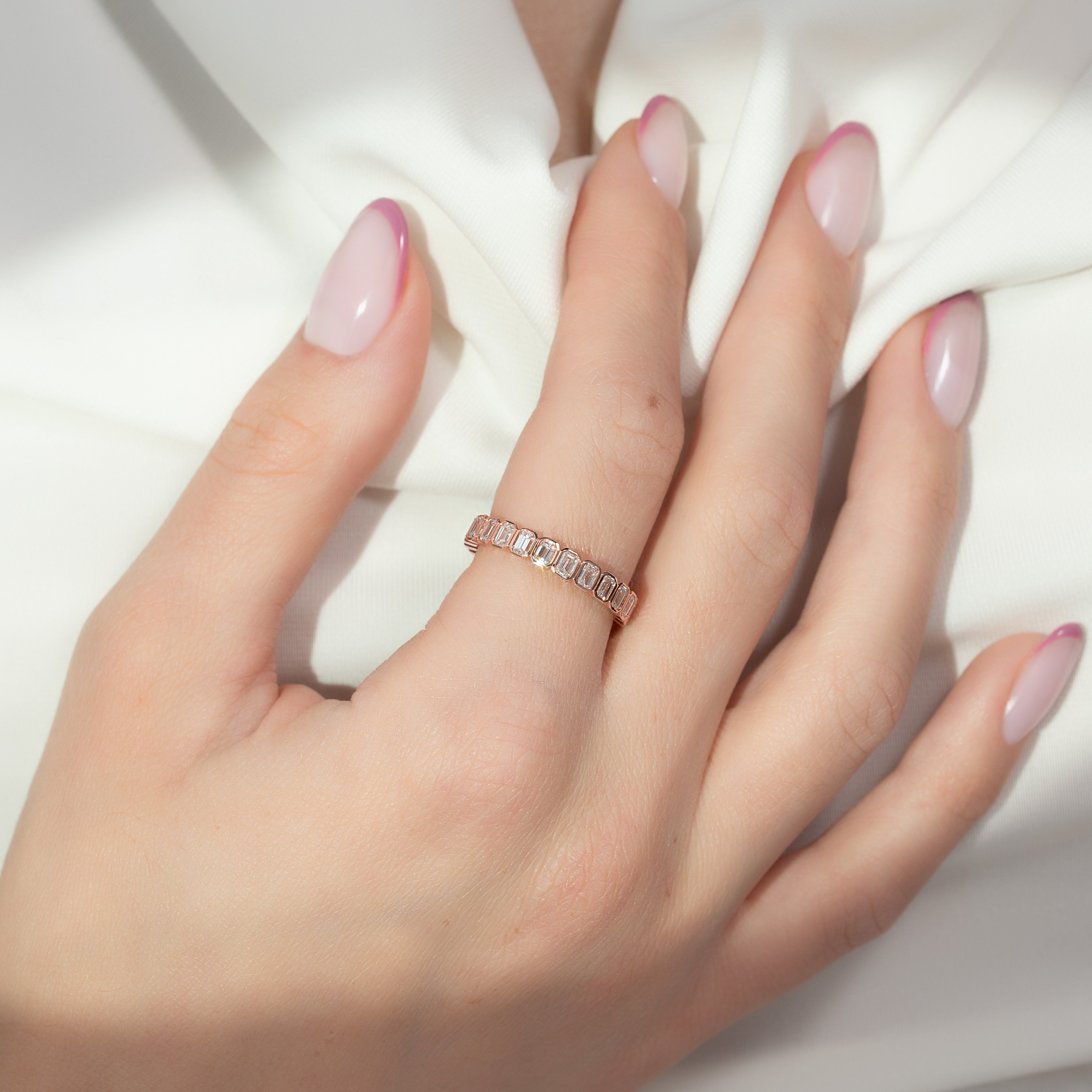 2ct Alma Emerald Cut Moissanite Ring - Rose Gold