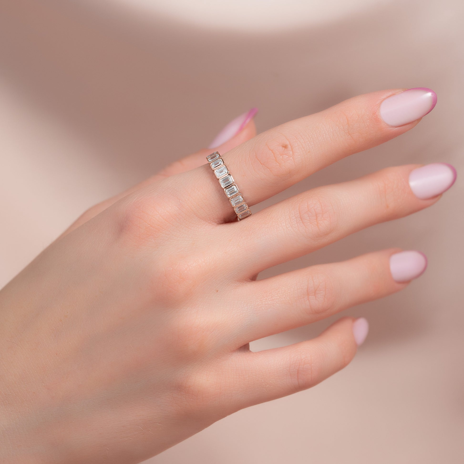 3ct Skyla Emerald Cut Moissanite Ring - Rose Gold
