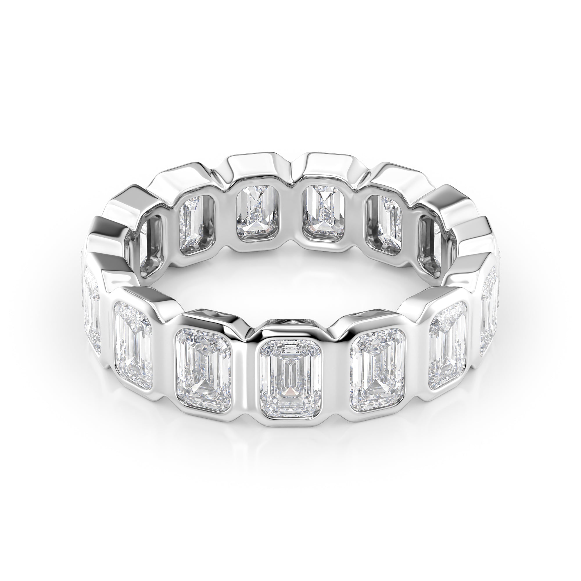 3.5ct Narina Emerald Cut Moissanite Ring - Silver
