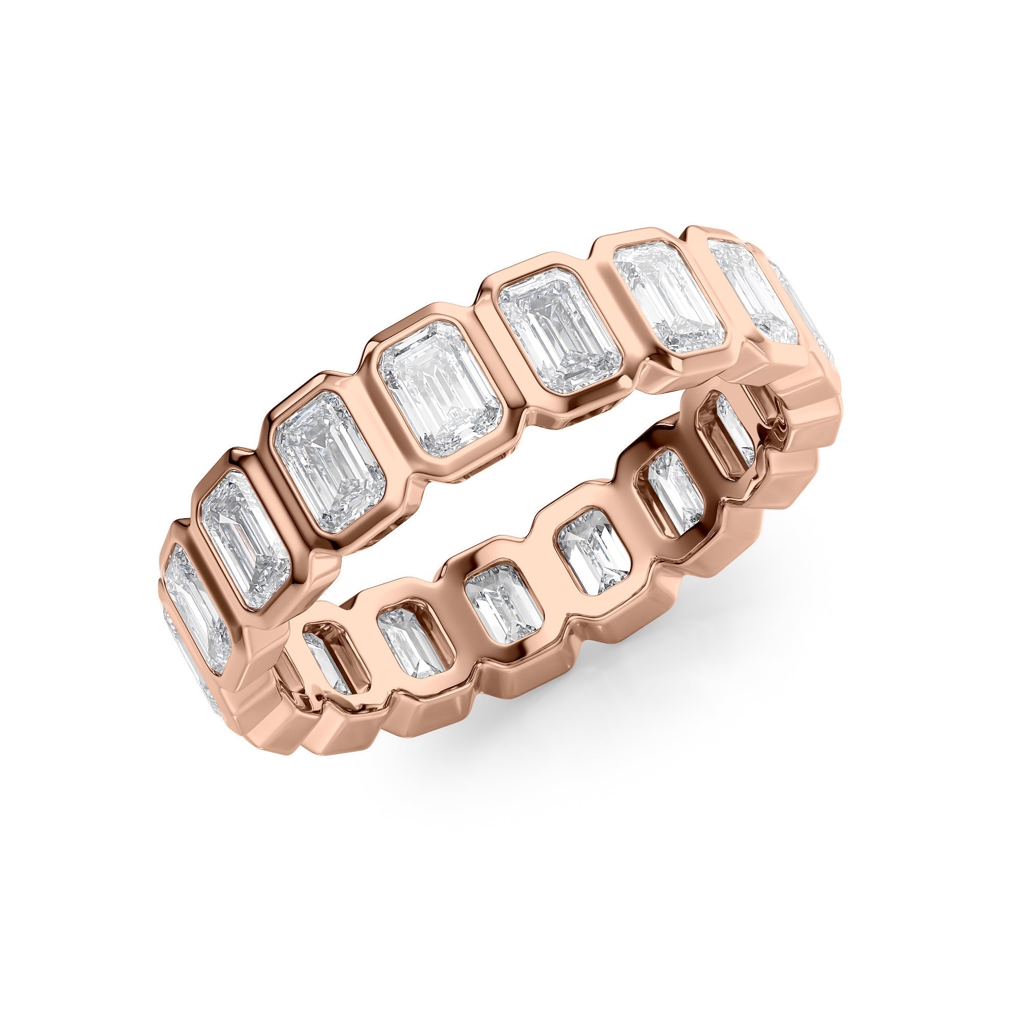 4.5ct Emanuela Emerald Cut Moissanite Ring - Rose Gold
