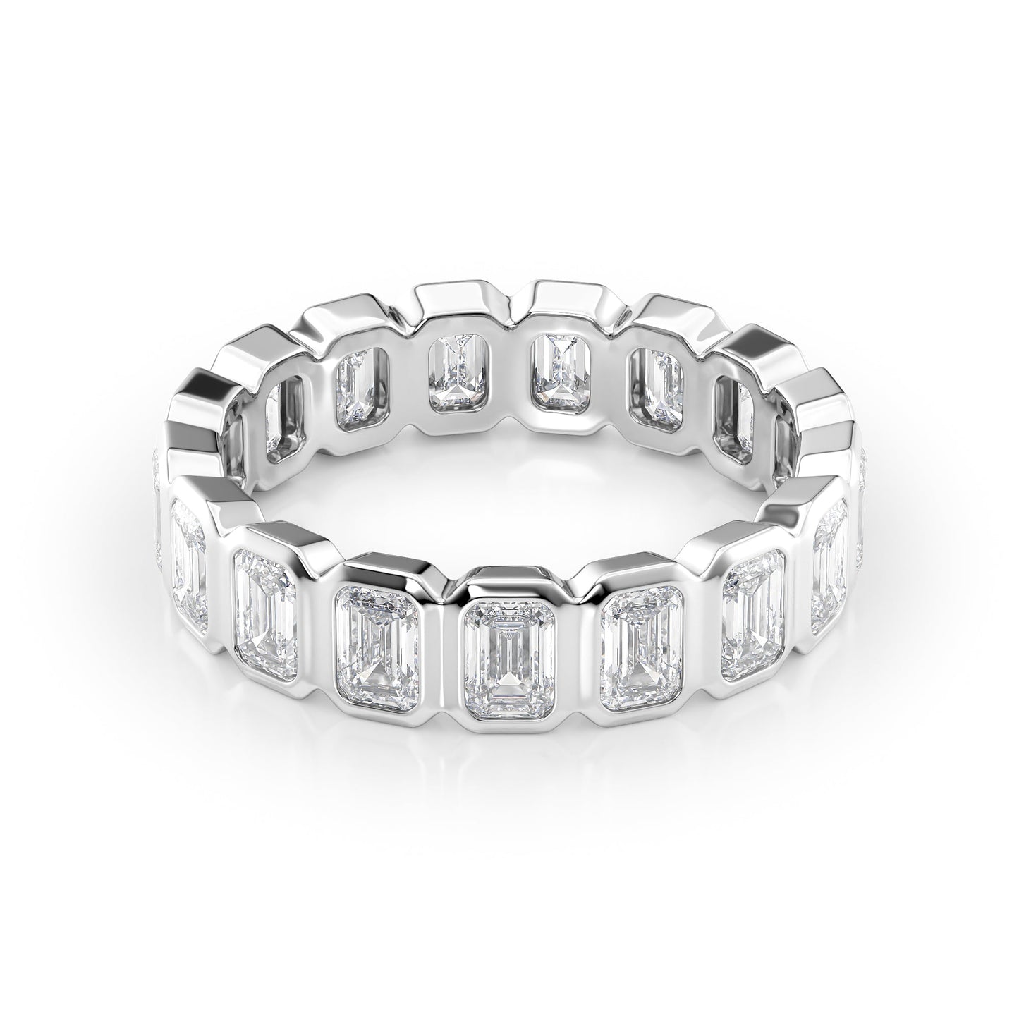 4.5ct Emanuela Emerald Cut Moissanite Ring - Silver