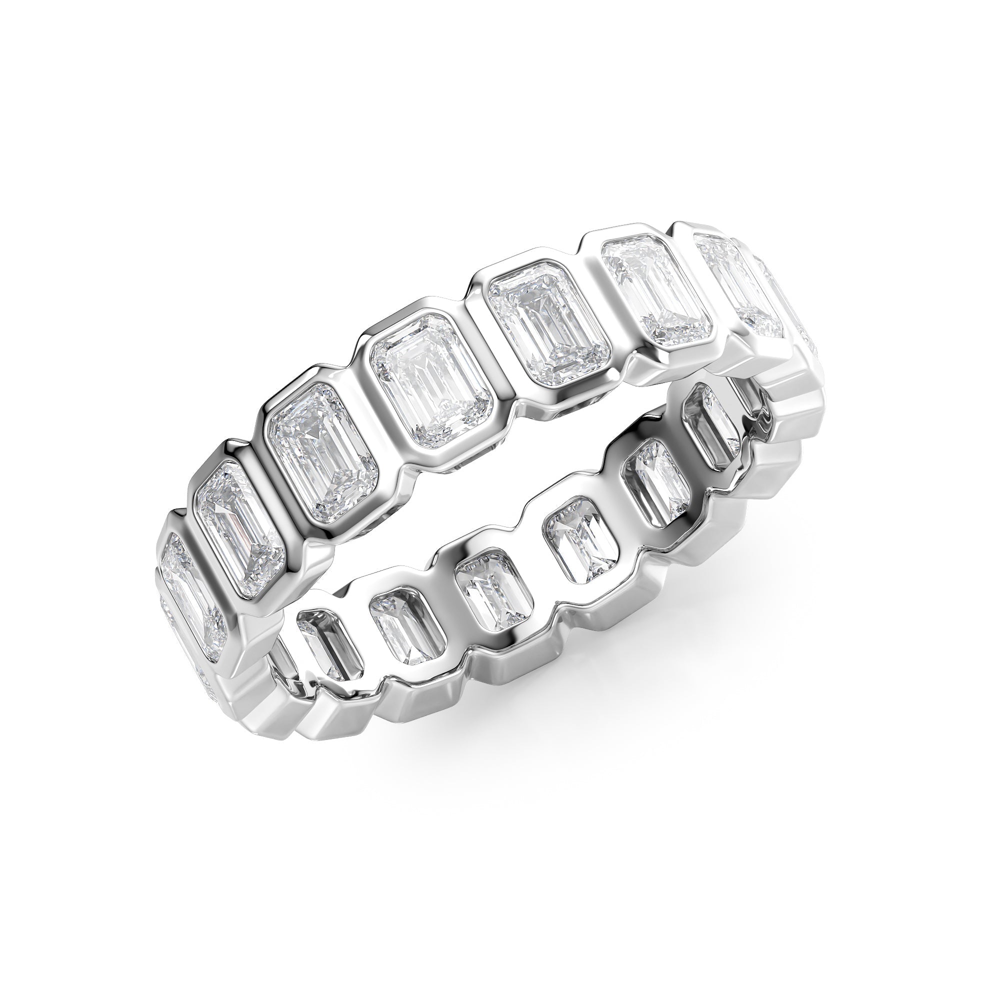 4.5ct Emanuela Emerald Cut Moissanite Ring - Silver