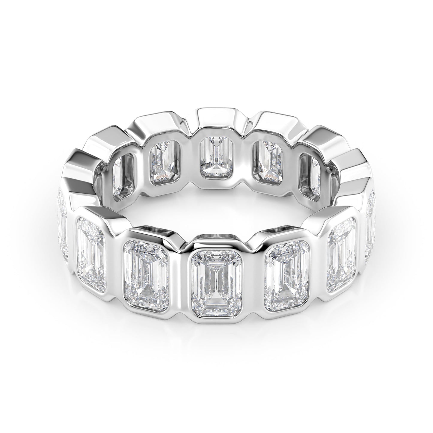 5.5ct Euphrosyne Emerald Cut Moissanite Ring - Silver