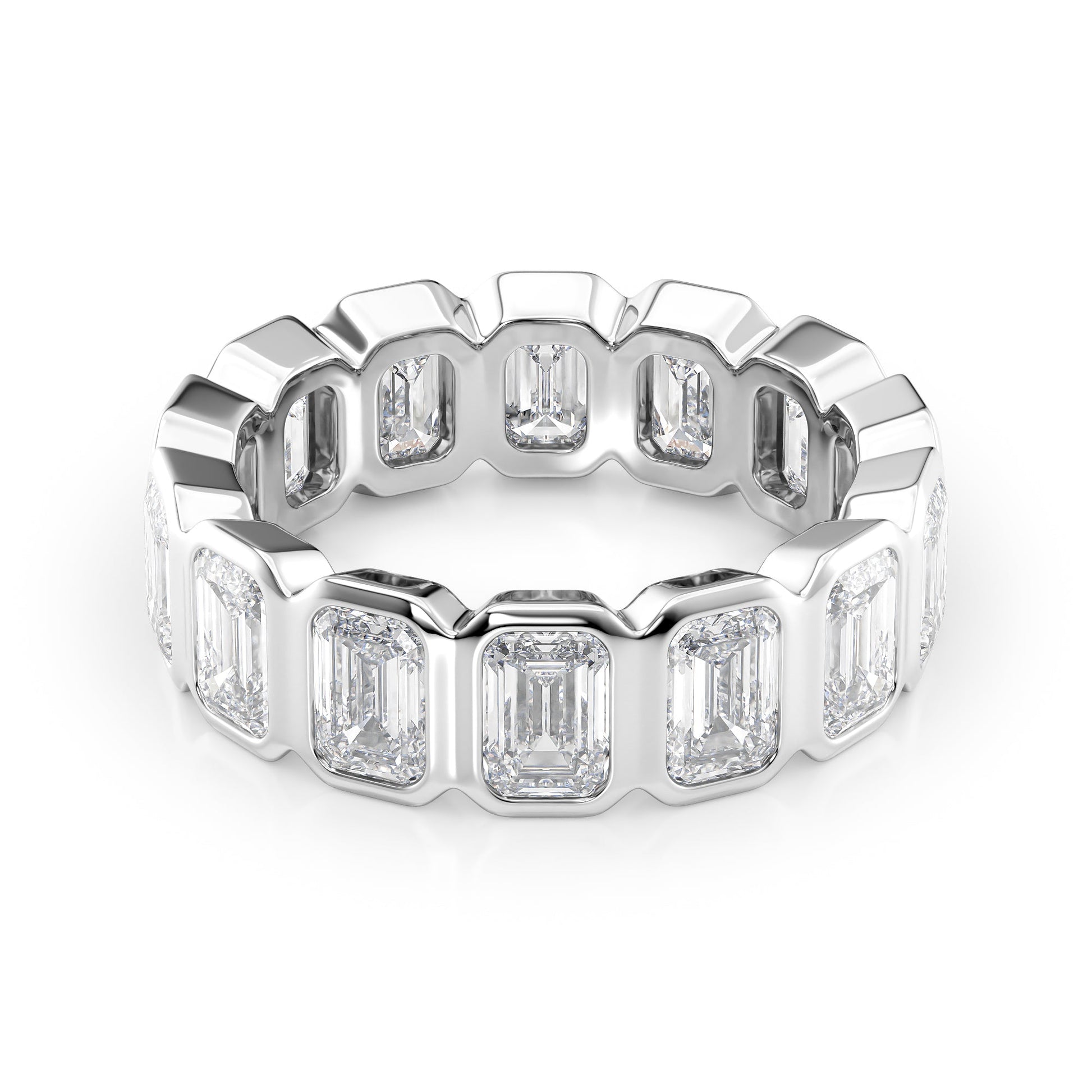 5.5ct Euphrosyne Emerald Cut Moissanite Ring - Silver