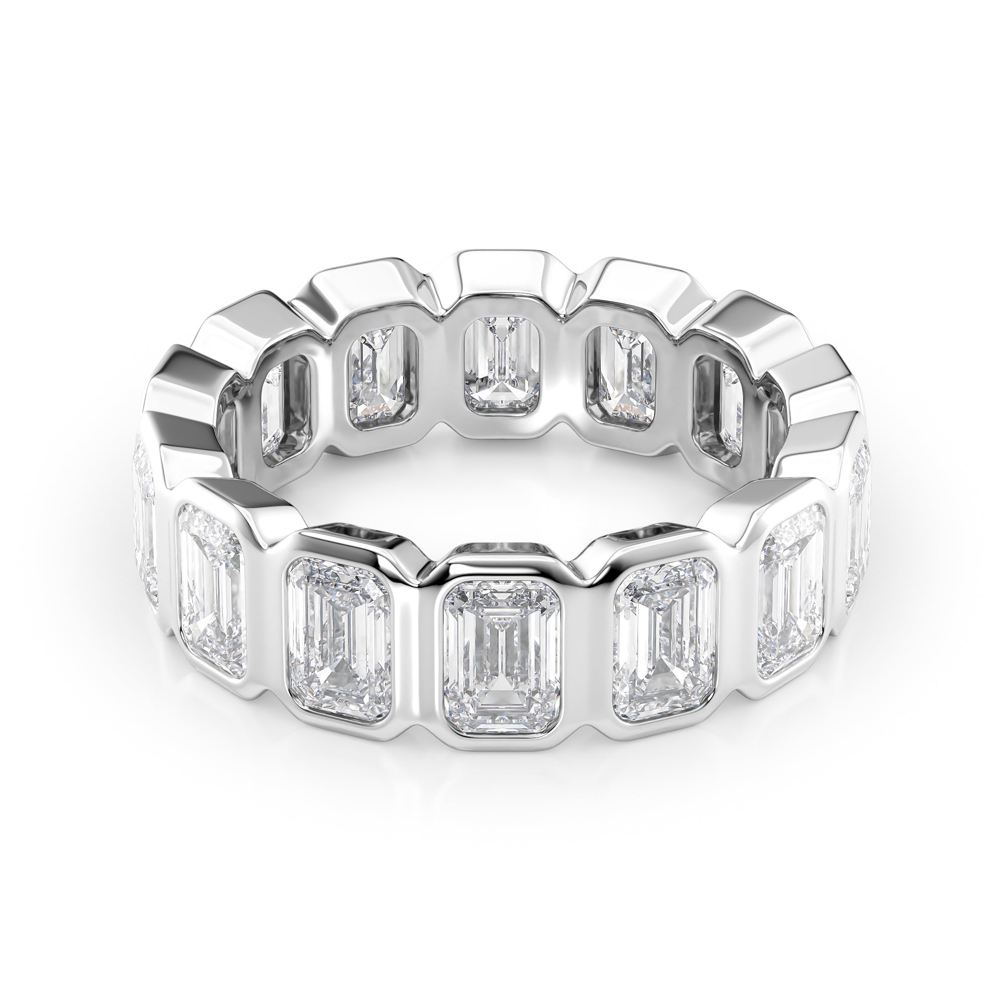 5.5ct Euphrosyne Emerald Cut Moissanite Ring - Silver