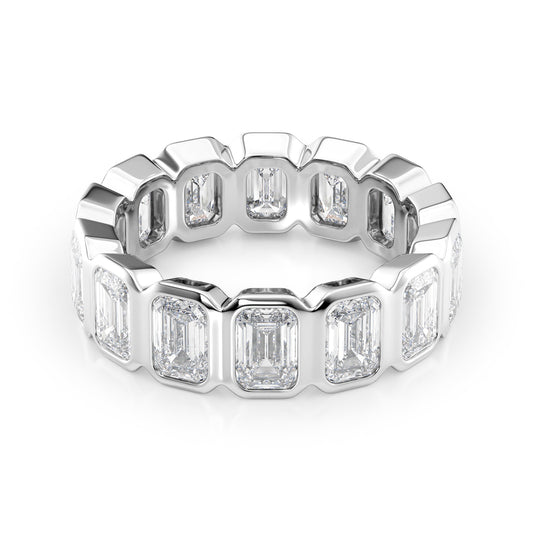 5.5ct Euphrosyne Emerald Cut Moissanite Ring - Silver