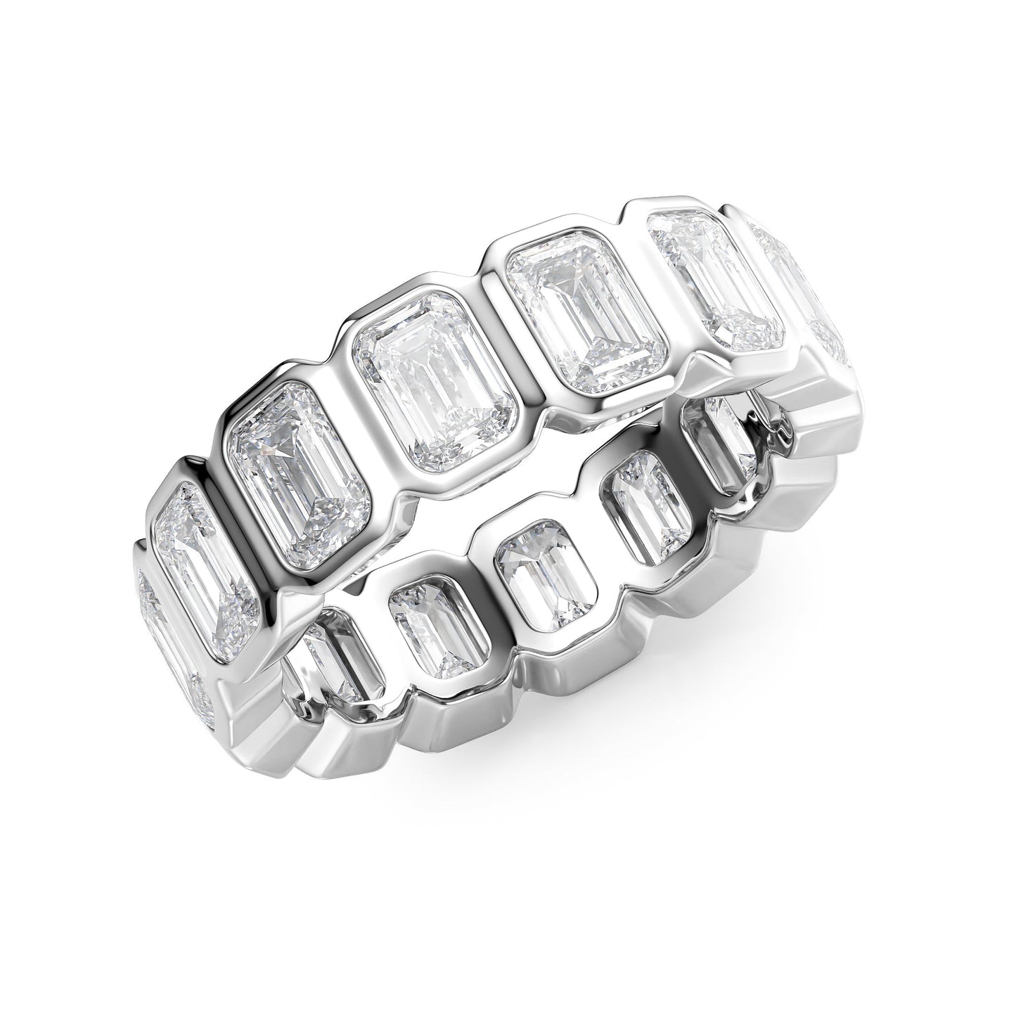 5.5ct Euphrosyne Emerald Cut Moissanite Ring - Silver