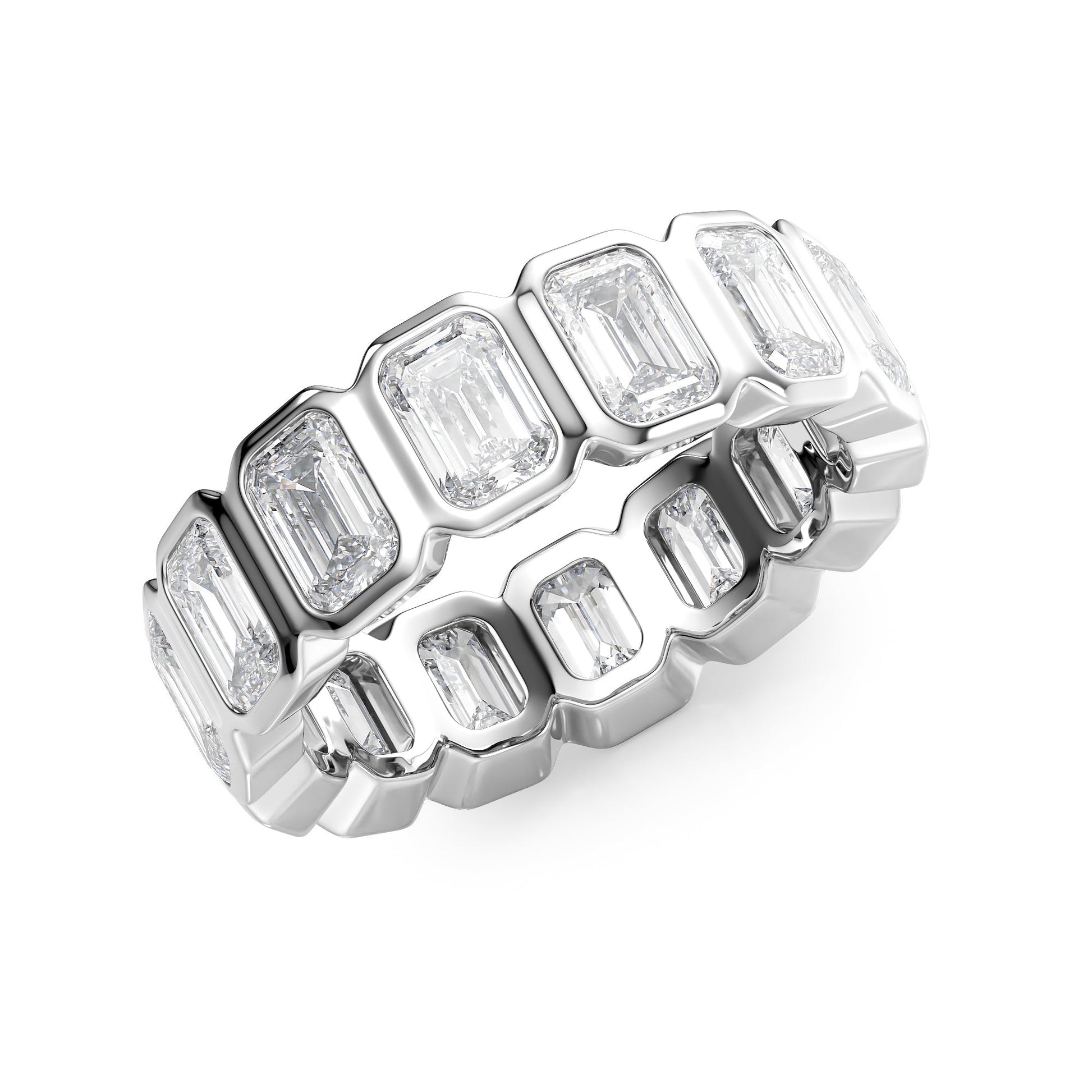 5.5ct Euphrosyne Emerald Cut Moissanite Ring - Silver