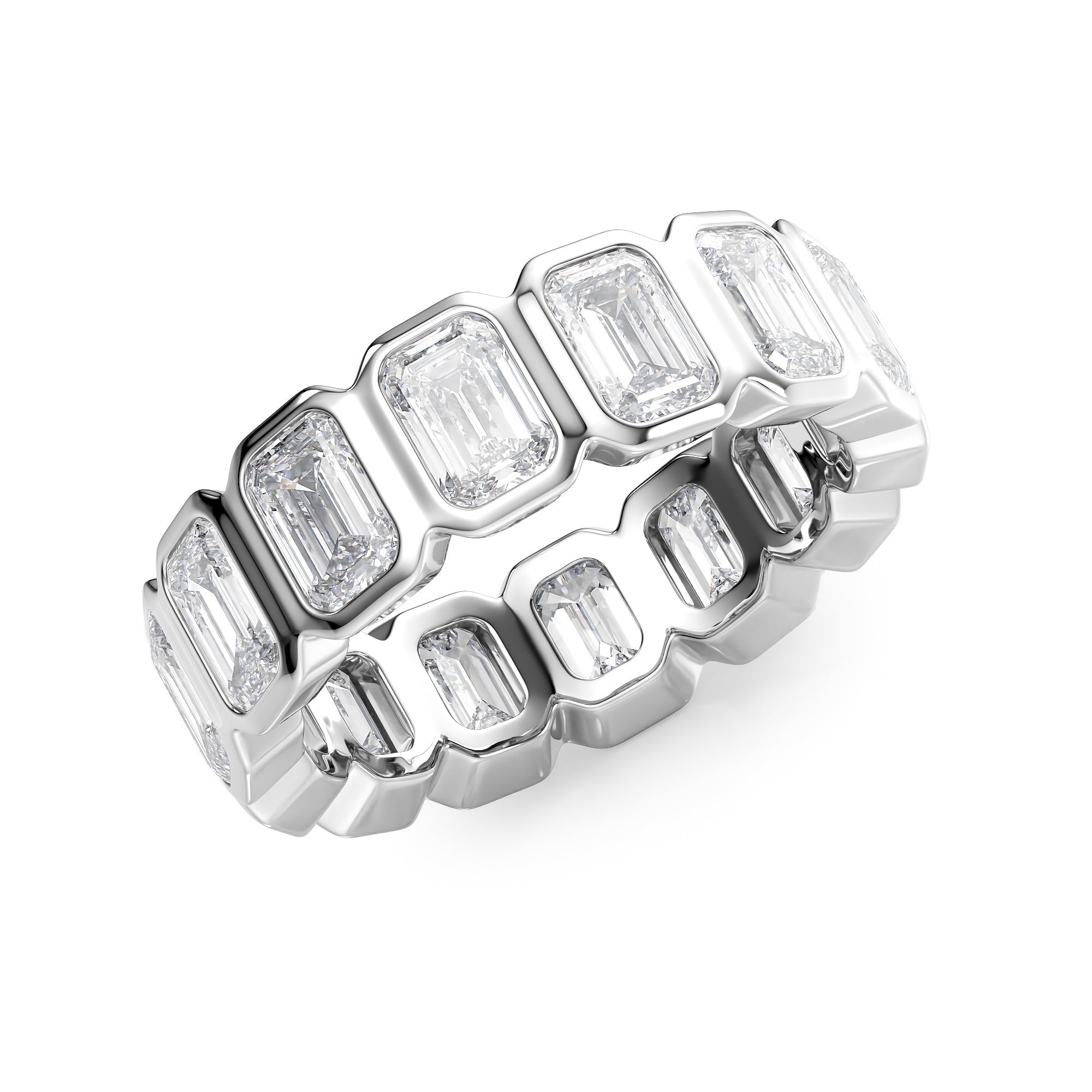 5.5ct Euphrosyne Emerald Cut Moissanite Ring - Silver