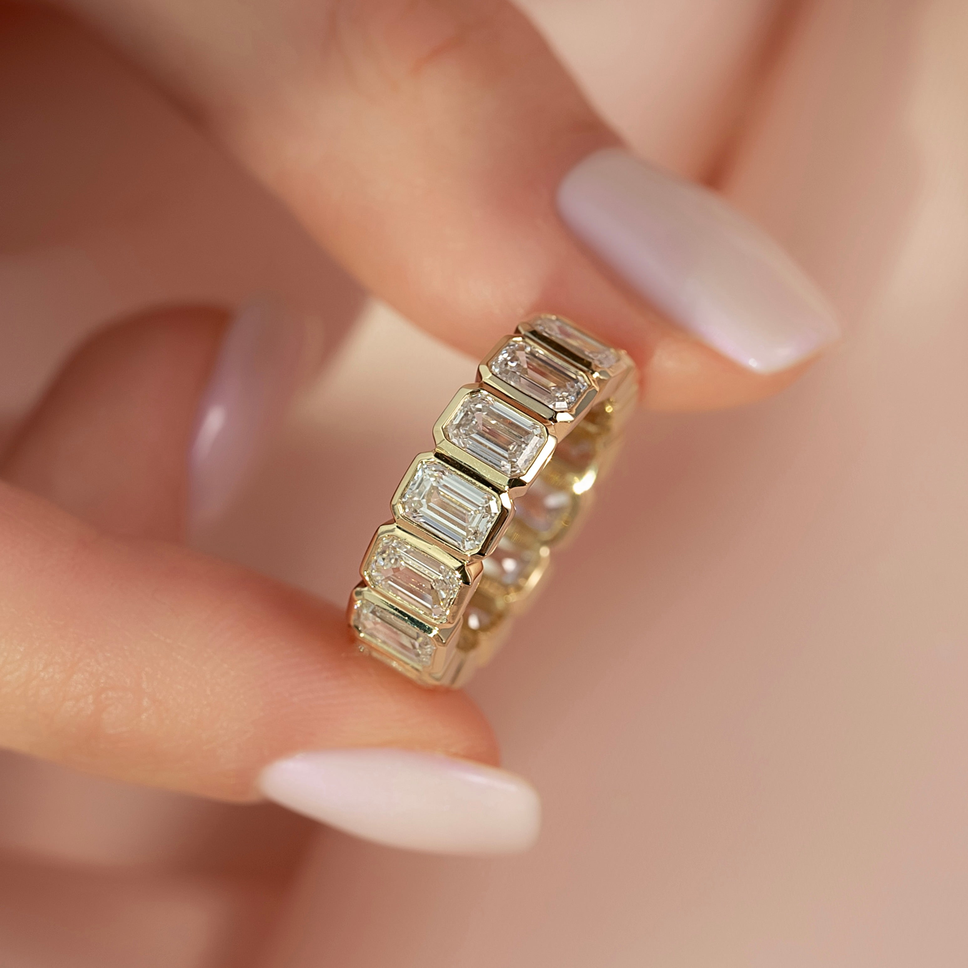 5.5ct Euphrosyne Emerald Cut Moissanite Ring - Gold