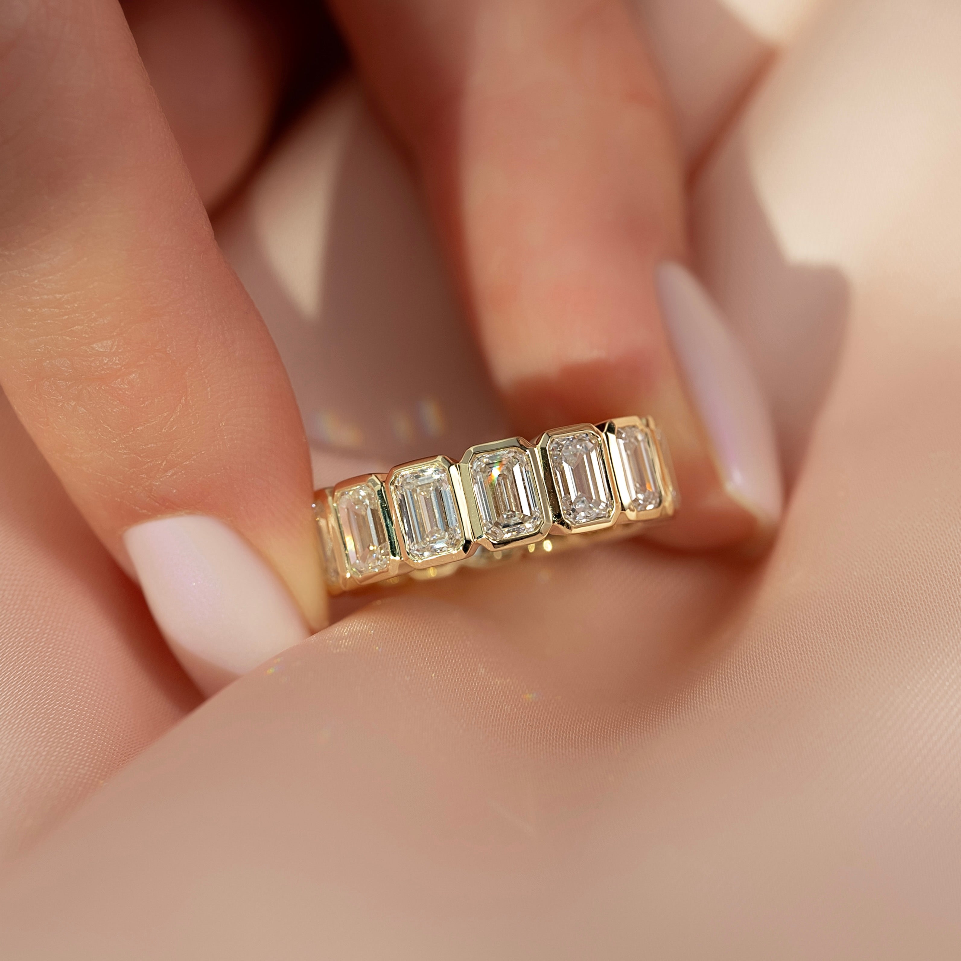 5.5ct Euphrosyne Emerald Cut Moissanite Ring - Gold