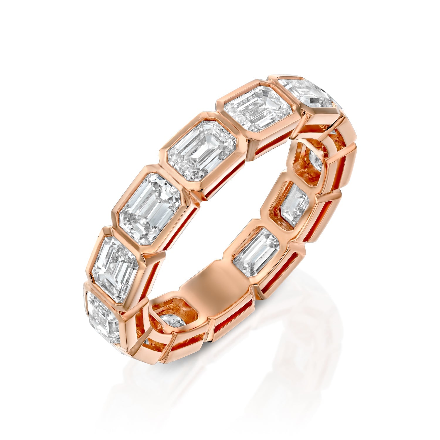 3ct Larissa Emerald Cut Moissanite Ring - Rose Gold