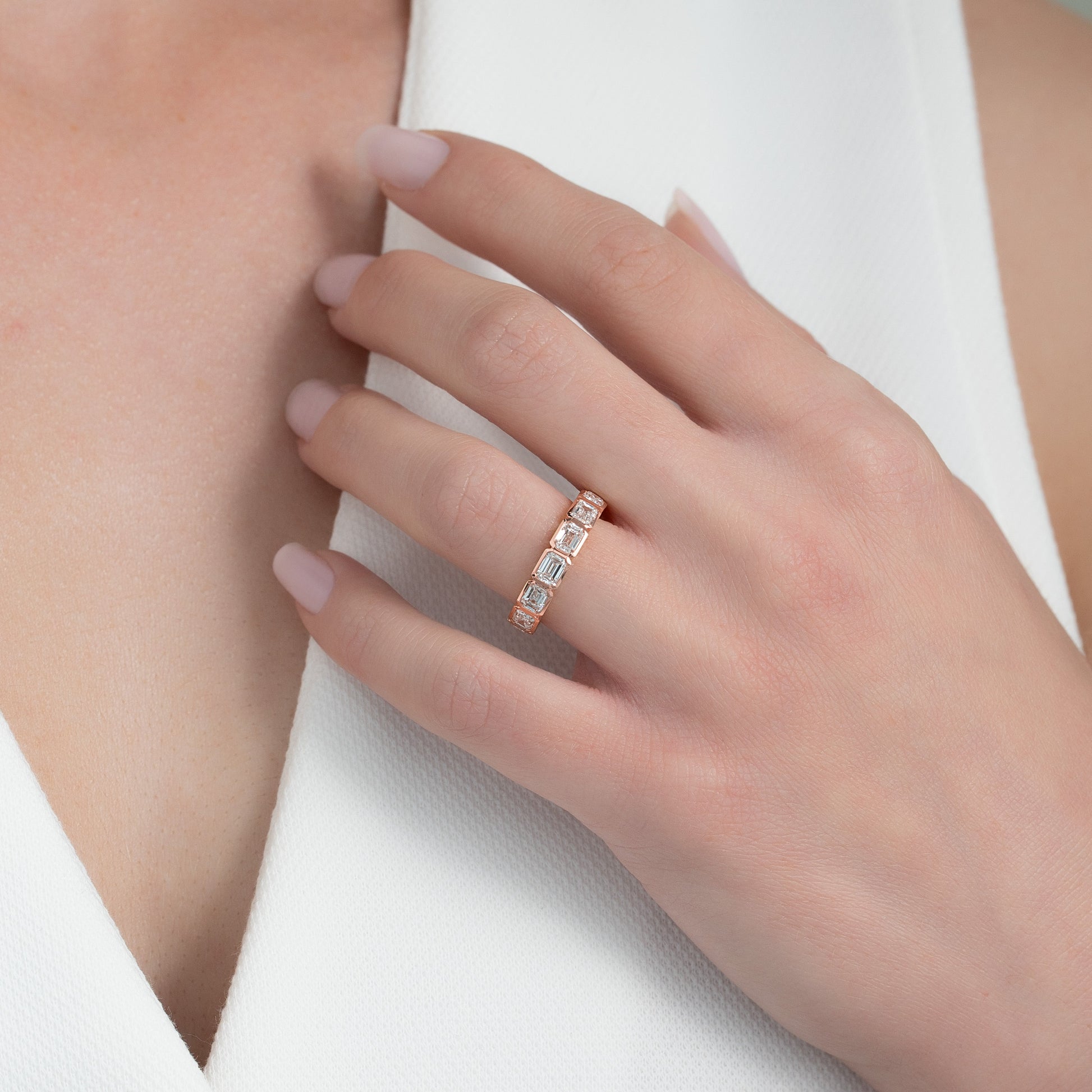 3ct Larissa Emerald Cut Moissanite Ring - Rose Gold