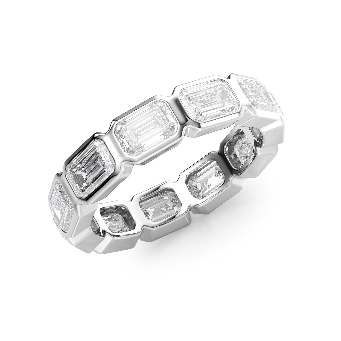 4.5ct Rosena Emerald Cut Moissanite Ring - Silver