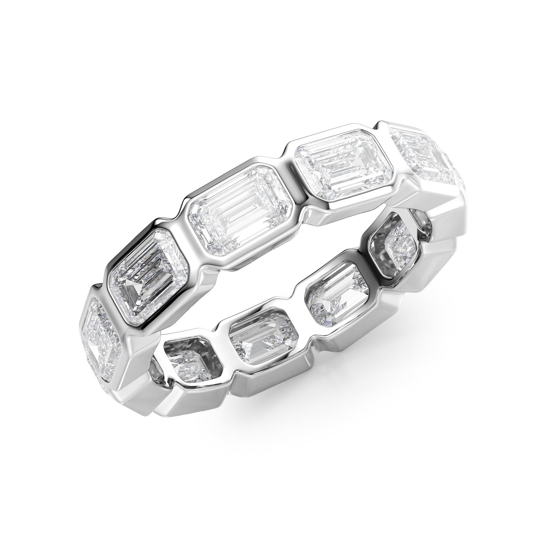 4.5ct Rosena Emerald Cut Moissanite Ring - Silver