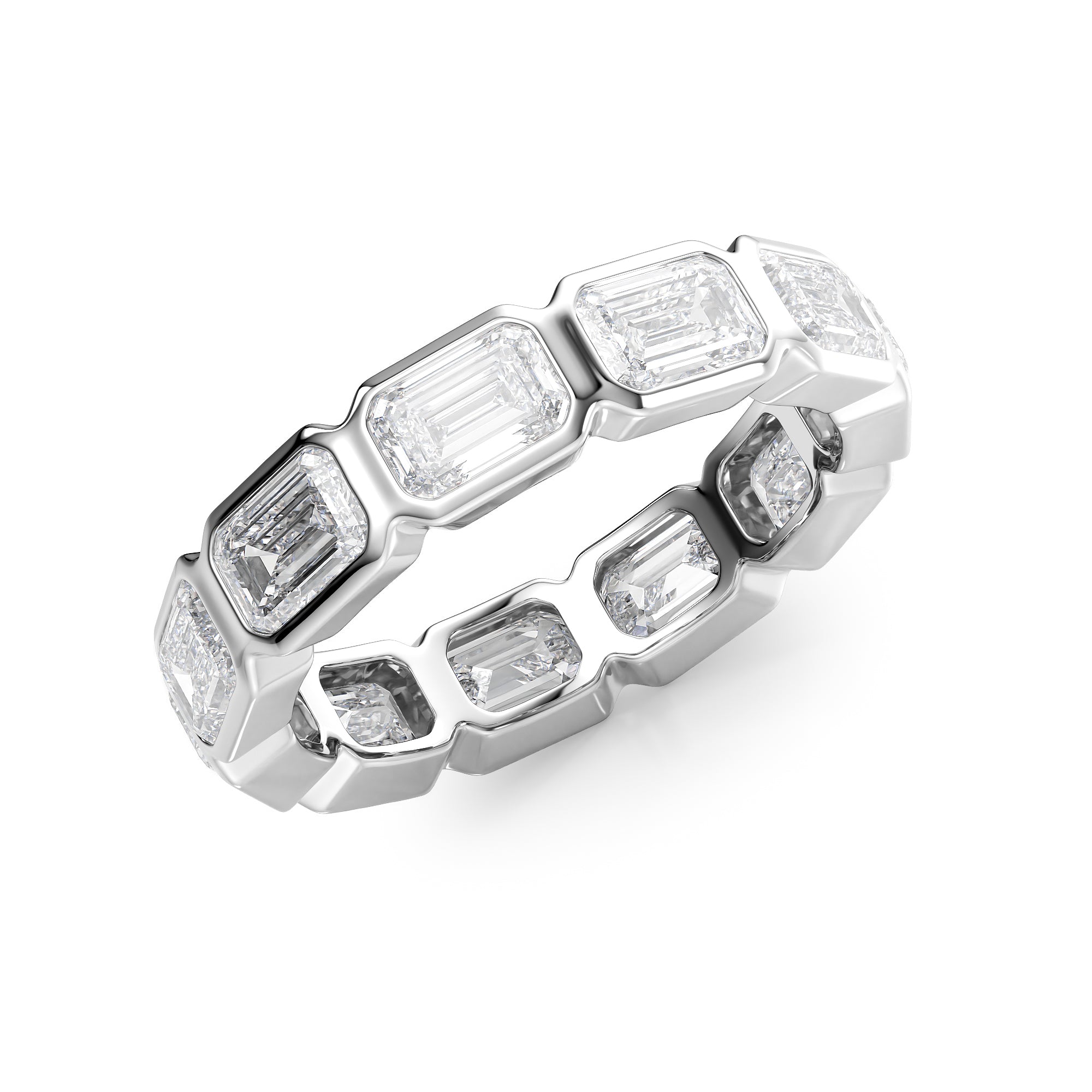 4.5ct Rosena Emerald Cut Moissanite Ring - Silver