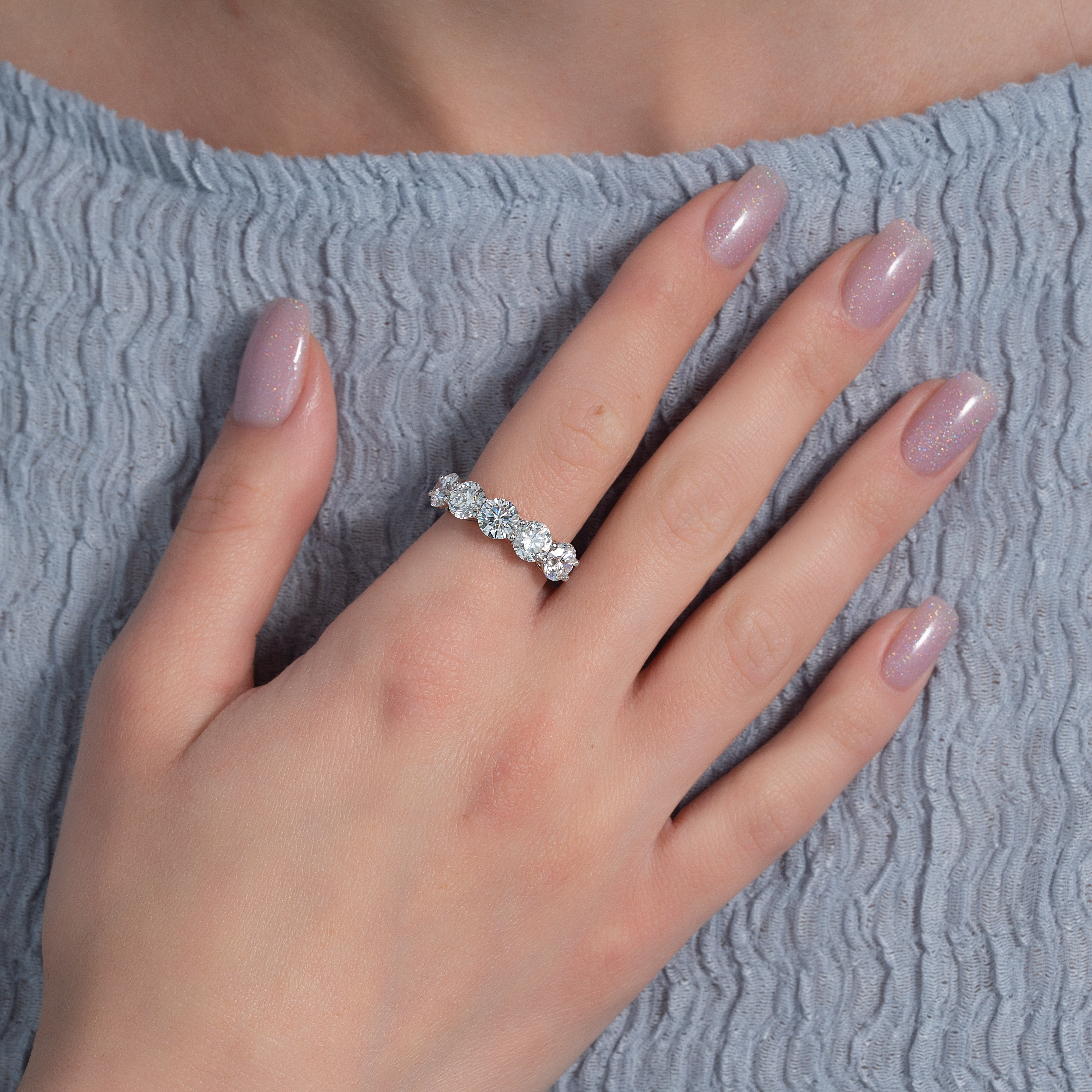3.5ct Dorothea Round Cut Moissanite Ring - Silver