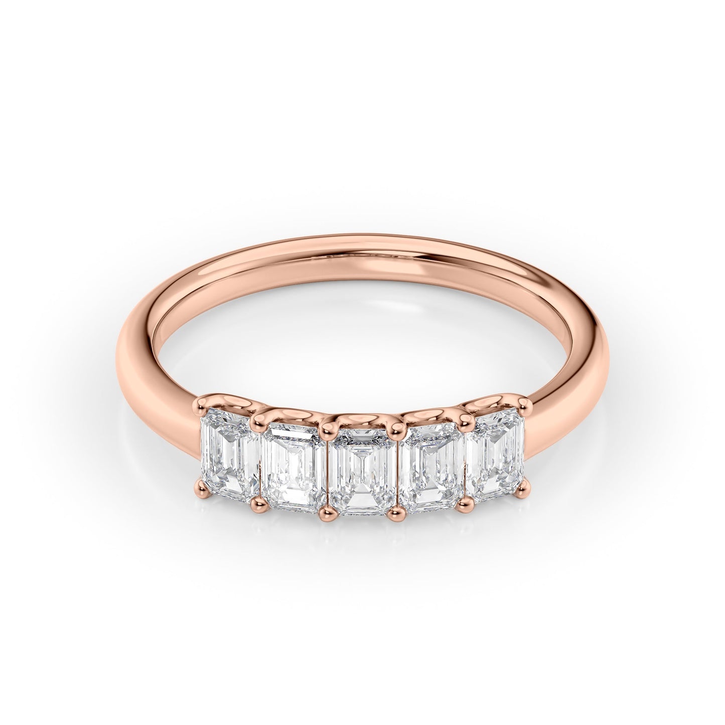 1ct Evita Emerald Cut Moissanite Ring - Rose Gold