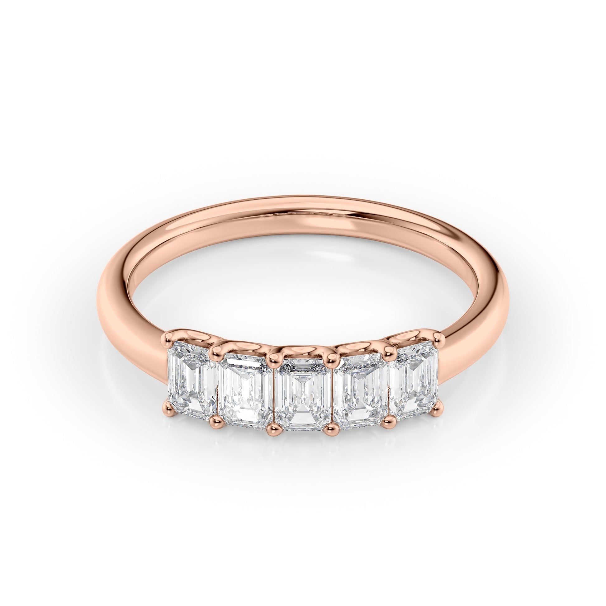 1ct Evita Emerald Cut Moissanite Ring - Rose Gold