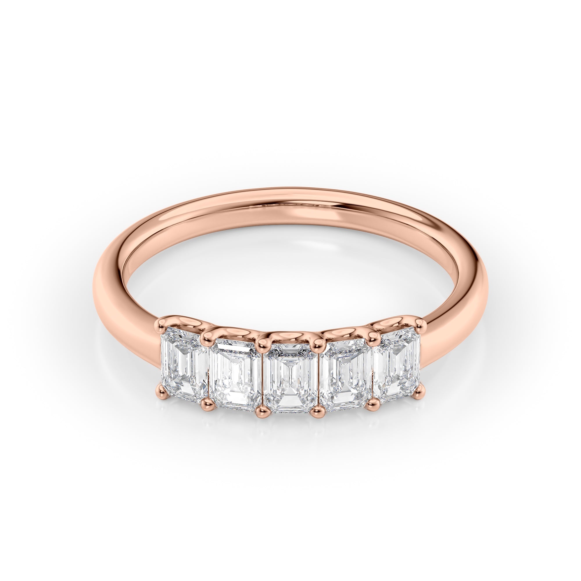1ct Evita Emerald Cut Moissanite Ring - Rose Gold