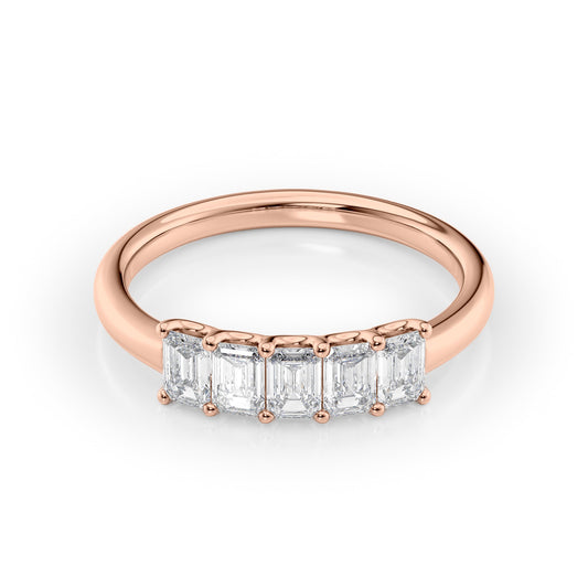 1ct Evita Emerald Cut Moissanite Ring - Rose Gold