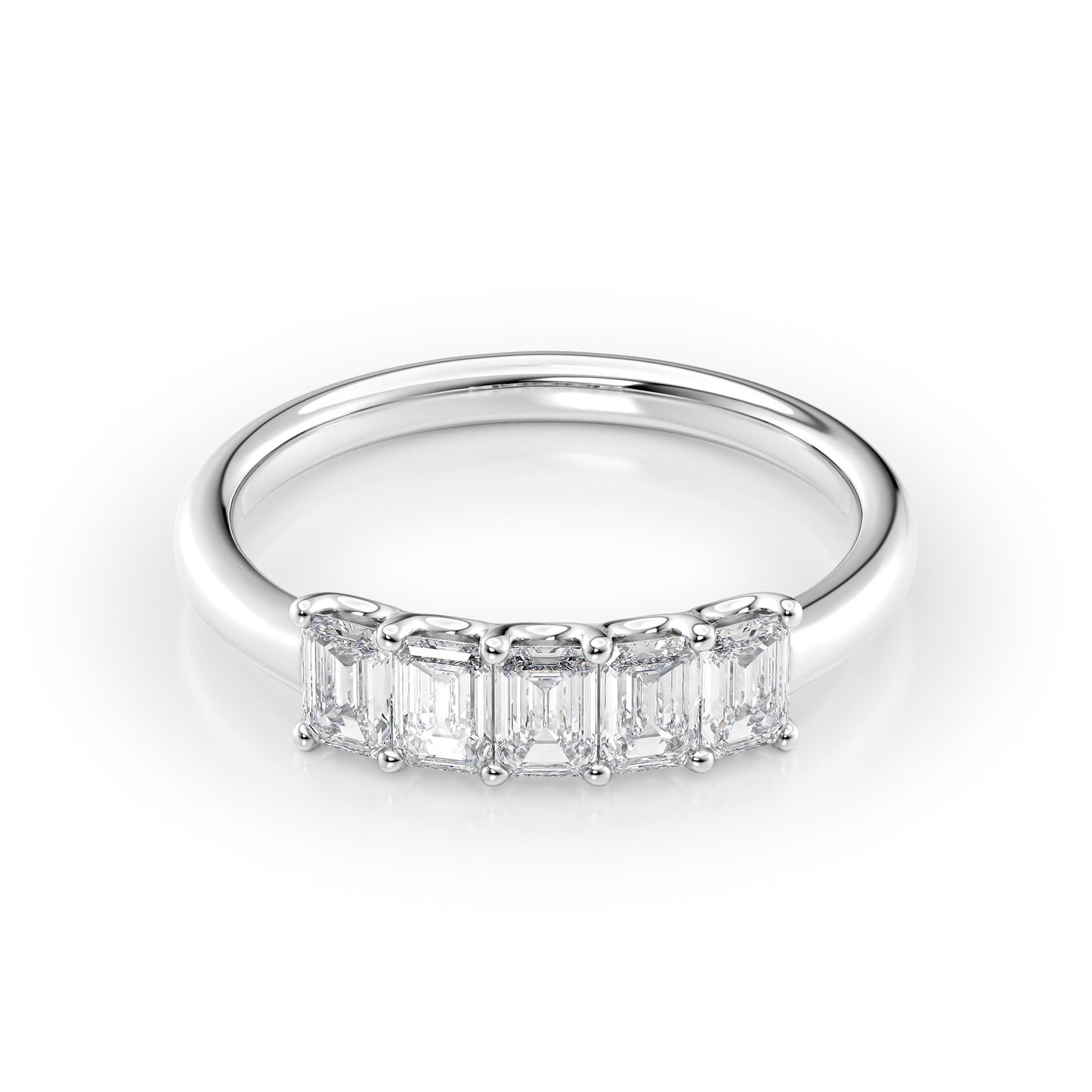 1ct Evita Emerald Cut Moissanite Ring - Silver