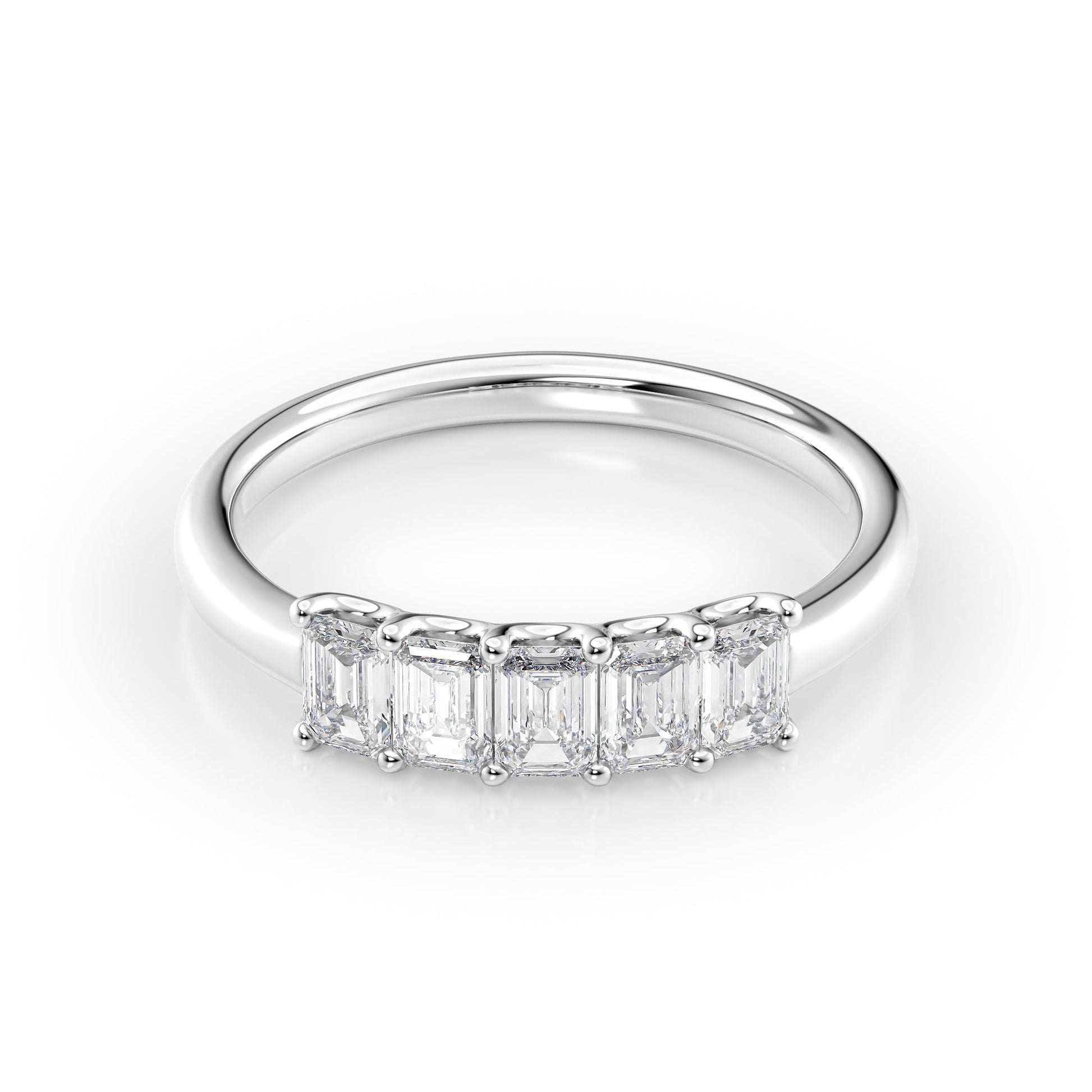 1ct Evita Emerald Cut Moissanite Ring - Silver