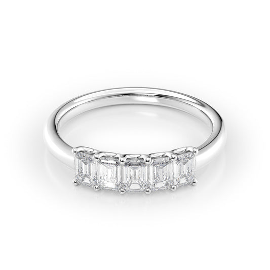 1ct Evita Emerald Cut Moissanite Ring - Silver