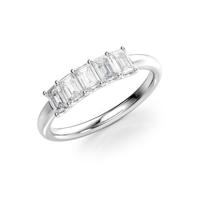 1ct Evita Emerald Cut Moissanite Ring - Silver