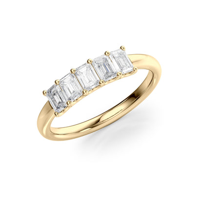 1ct Evita Emerald Cut Moissanite Ring - Gold