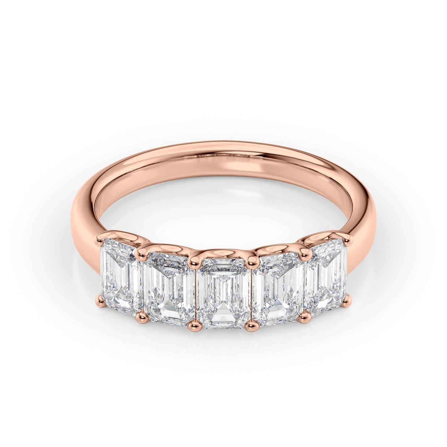 2ct Lola Emerald Cut Moissanite Ring - Rose Gold