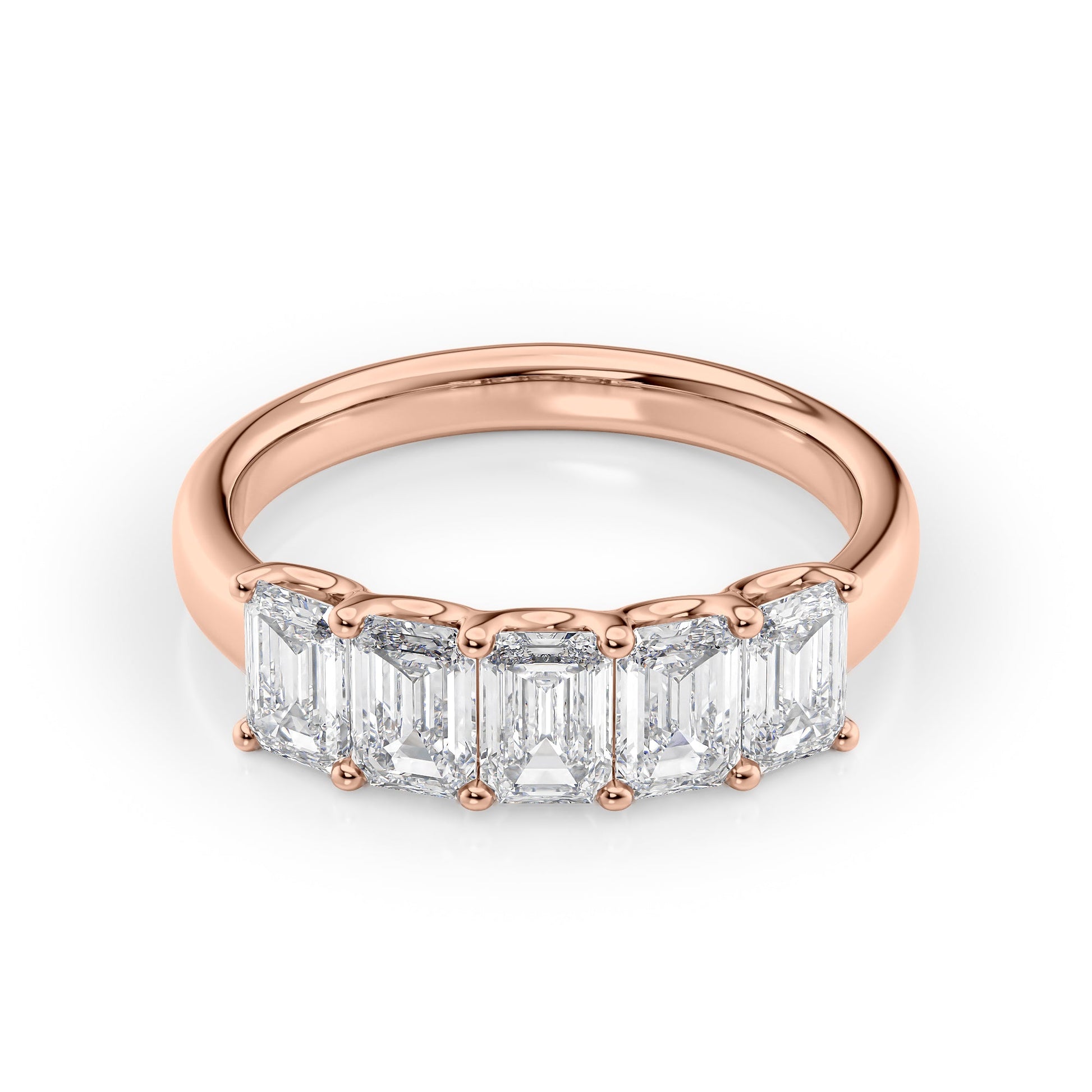 2ct Lola Emerald Cut Moissanite Ring - Rose Gold