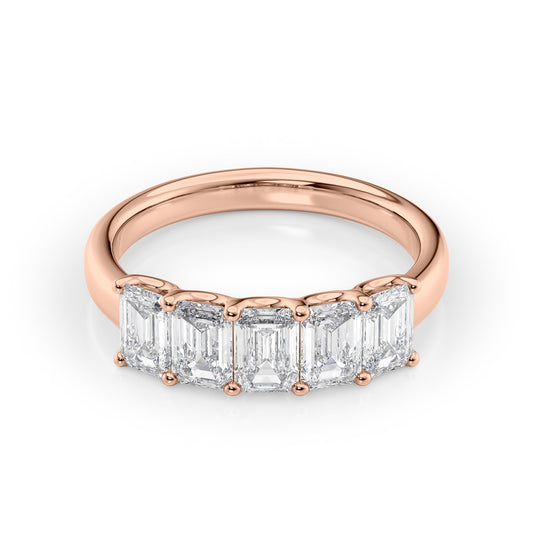 2ct Lola Emerald Cut Moissanite Ring - Rose Gold