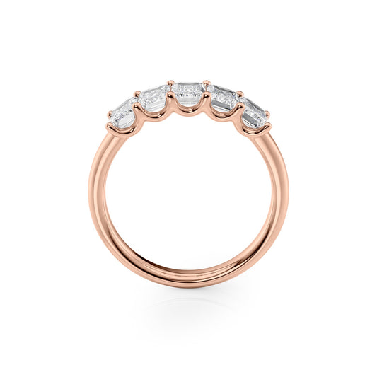 2ct Lola Emerald Cut Moissanite Ring - Rose Gold