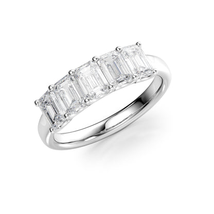 2ct Lola Emerald Cut Moissanite Ring - Silver