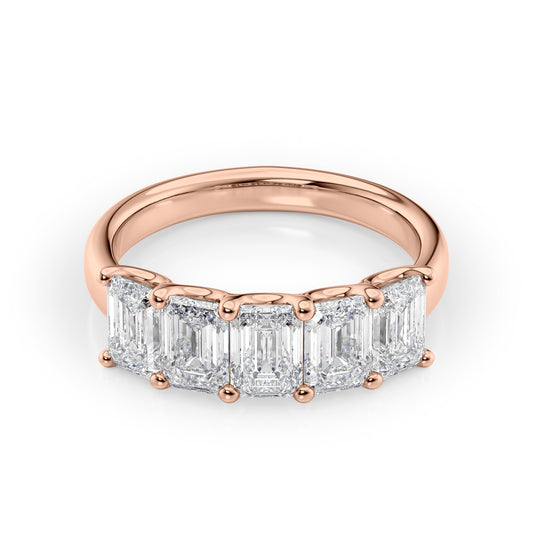 2.5ct Rosela Emerald Cut Moissanite Ring - Rose Gold
