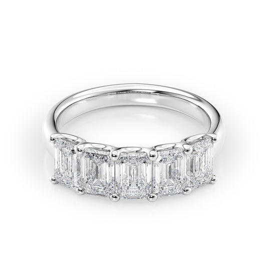 2.5ct Rosela Emerald Cut Moissanite Ring - Silver