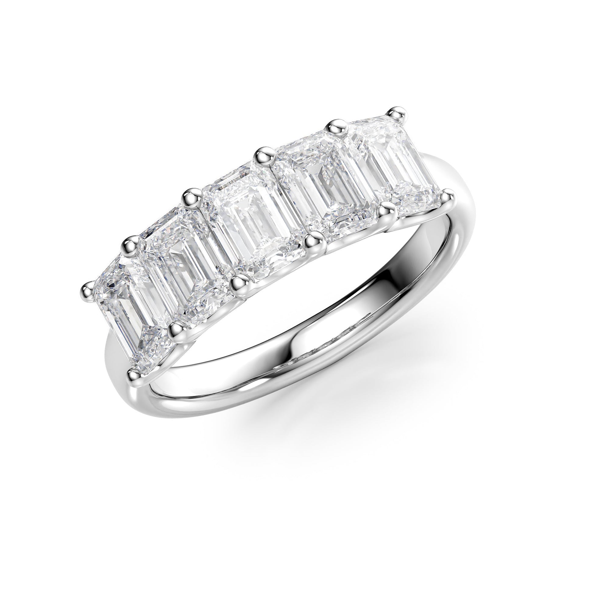 2.5ct Rosela Emerald Cut Moissanite Ring - Silver