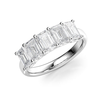 2.5ct Rosela Emerald Cut Moissanite Ring - Silver