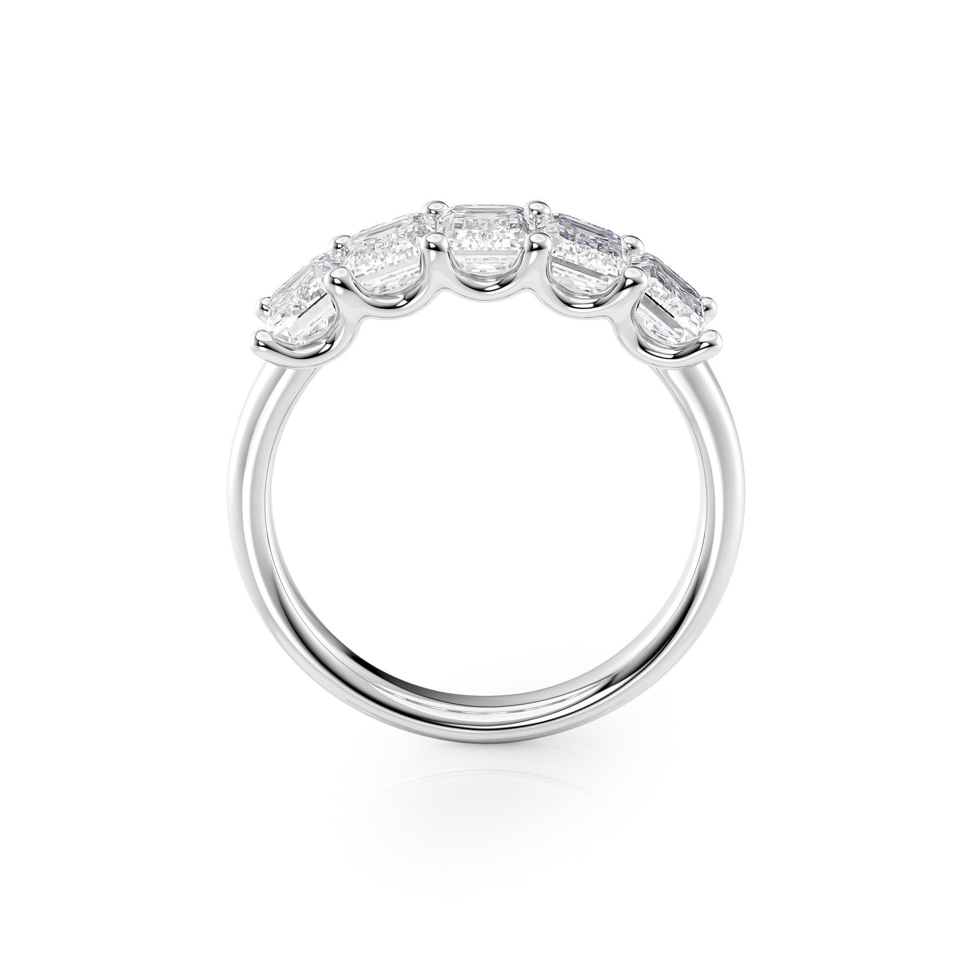 2.5ct Rosela Emerald Cut Moissanite Ring - Silver