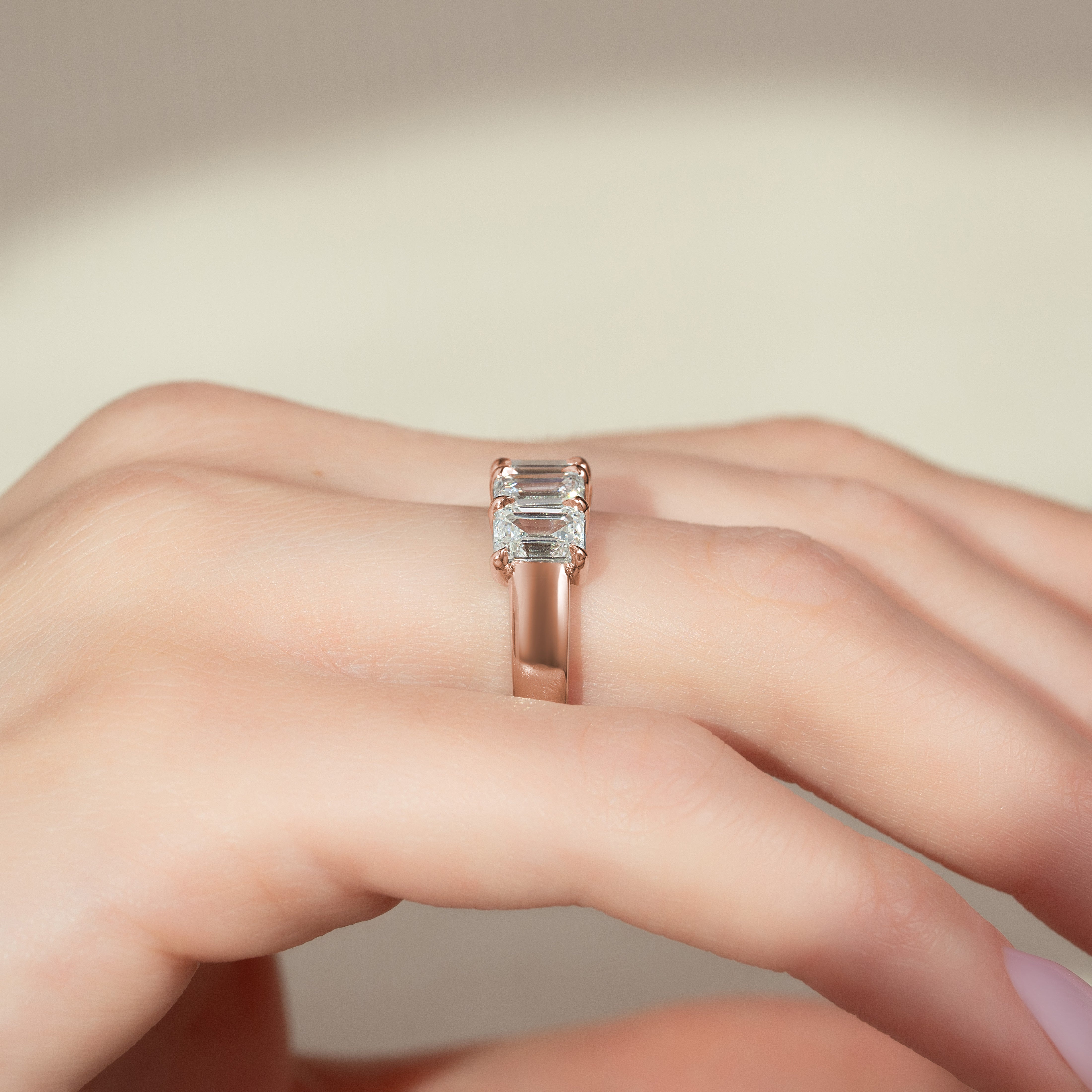 3.5ct Ruxandra Emerald Cut Moissanite Ring - Rose Gold