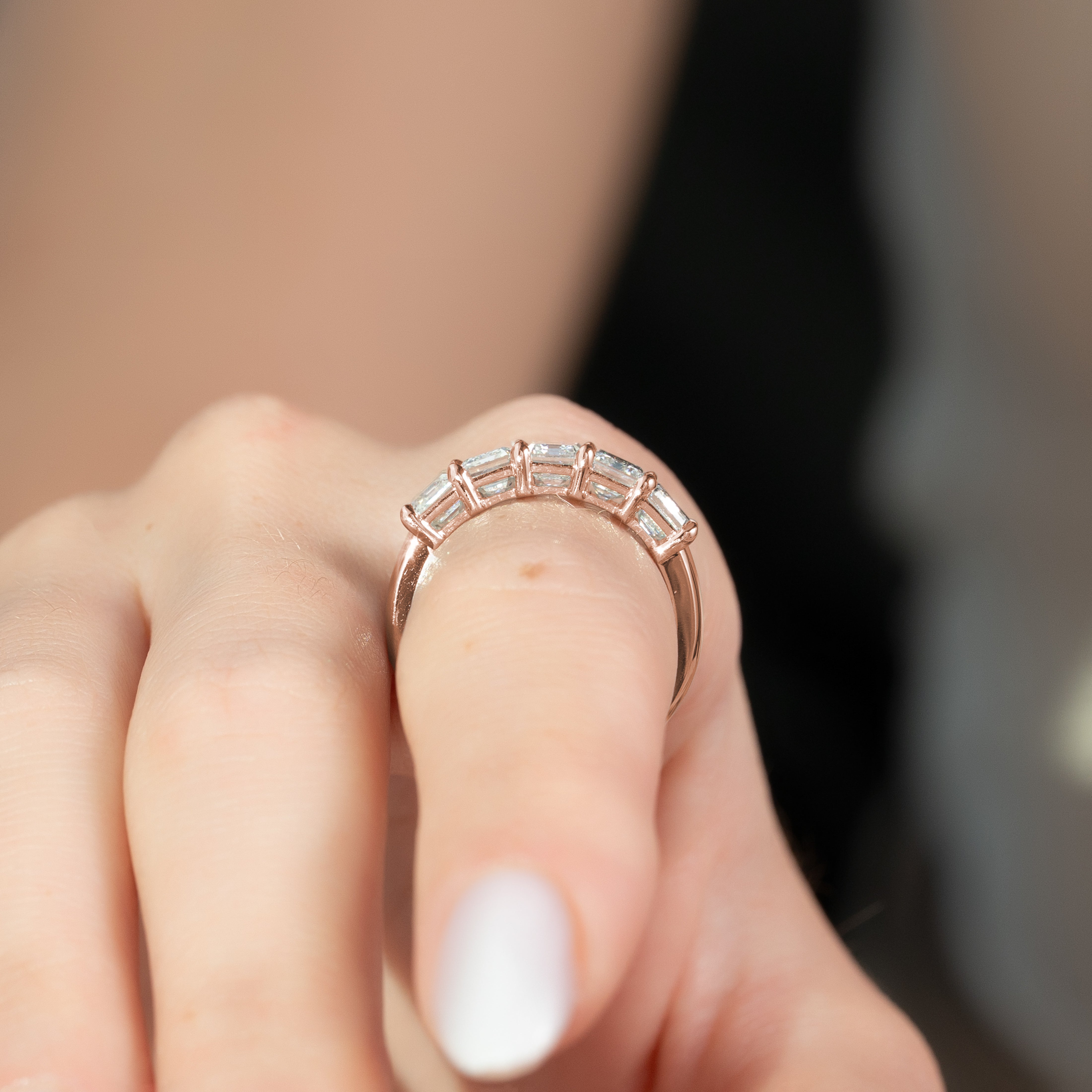 3.5ct Ruxandra Emerald Cut Moissanite Ring - Rose Gold